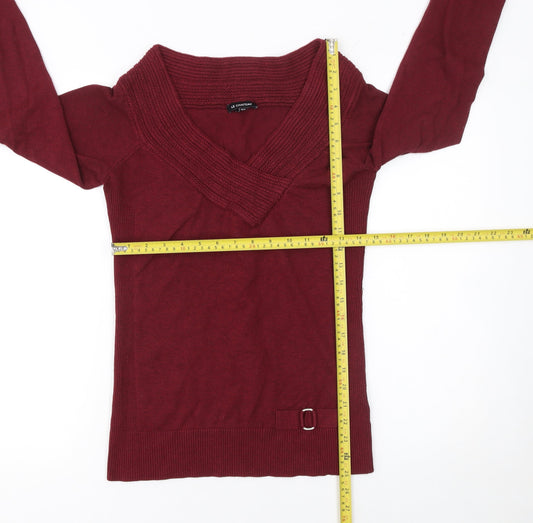 Womens UK Size M Le Chateau Red Pullover Jumper