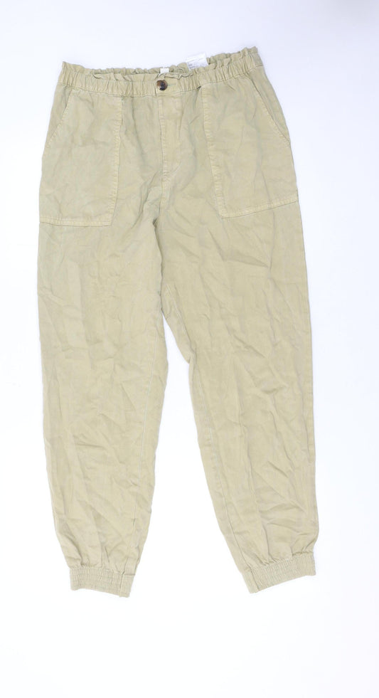 Womens UK Size 12 H&M Regular Fit Jogger Beige Trousers