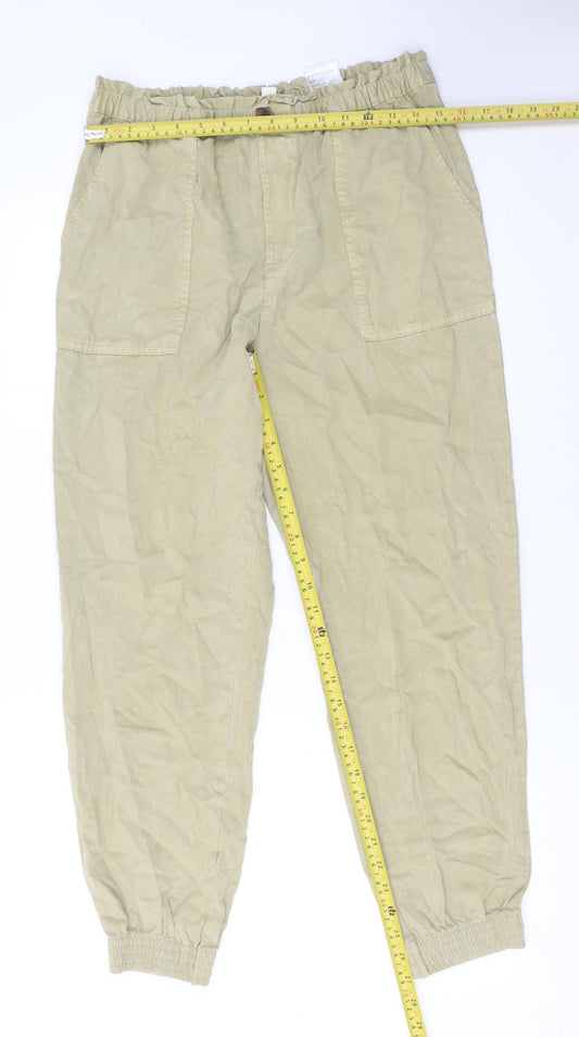 Womens UK Size 12 H&M Regular Fit Jogger Beige Trousers