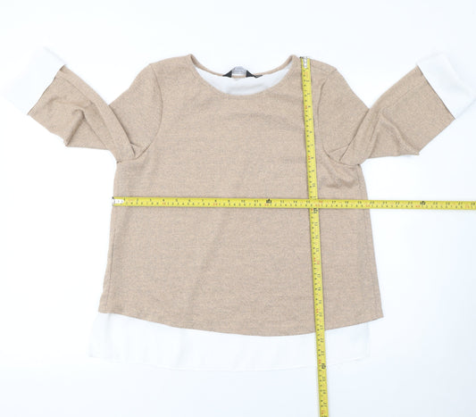 Dorothy Perkins Women’s Beige 3/4 Sleeve Round Neck Pullover Jumper Size 12
