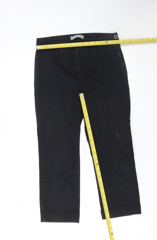 Womens UK Size S Marks and Spencer Regular Fit Cropped Black Trousers