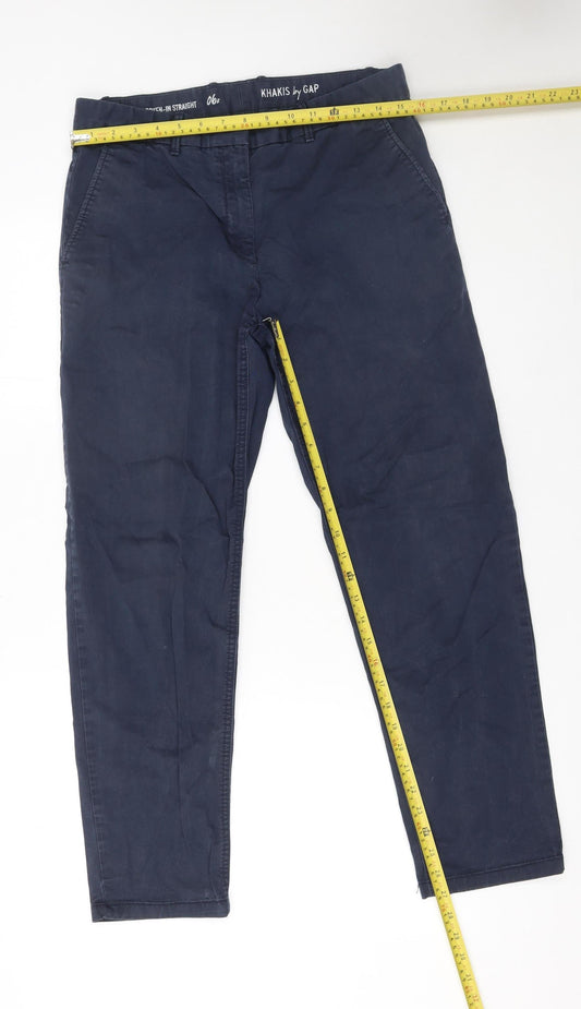 GAP Women’s Navy Blue Cotton Khakis Straight Trousers Size 6R