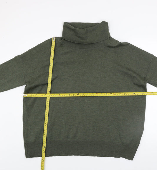 Celtic & Co. Men's Green Merino Wool Roll Neck Jumper Size M