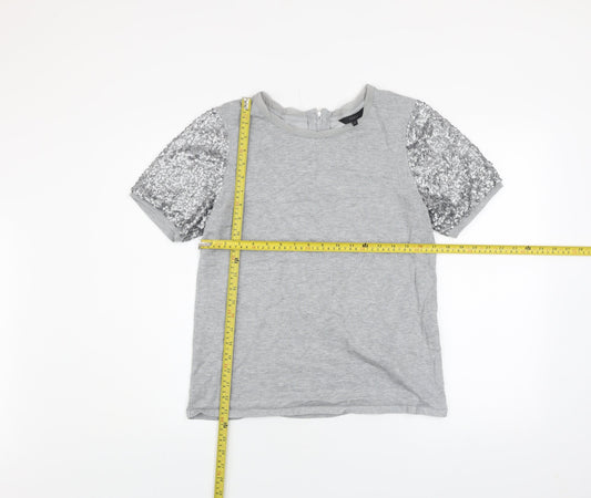 Coast Women's Grey Sequin Sleeve Jersey T-Shirt Size M