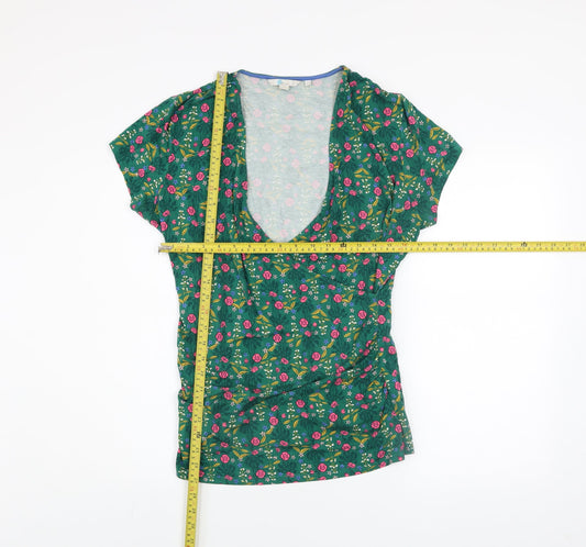 Boden Womens Green Floral Wrap Blouse Top UK 18 Short Sleeve Viscose