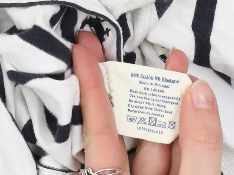 Jack Wills Women’s Black Striped Off Shoulder Cropped Top UK 12