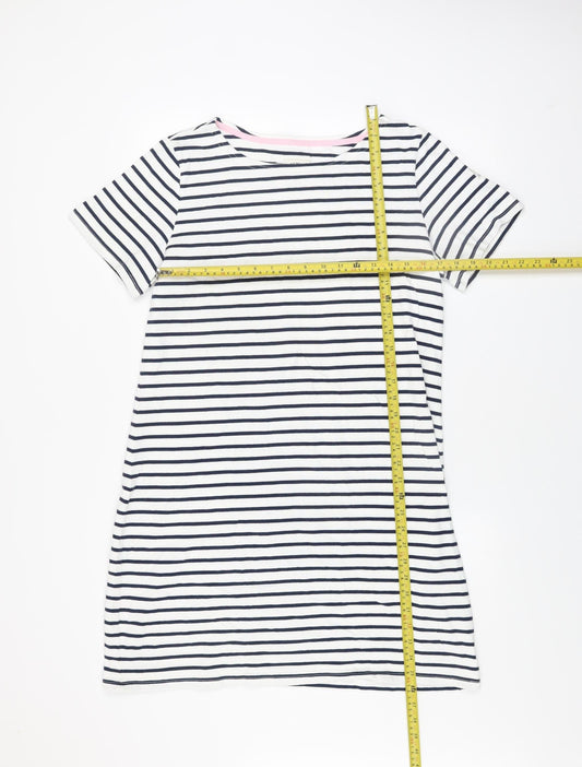 Joules Women's Navy Striped Cotton T-Shirt Dress Size 16