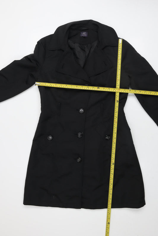 Marks and Spencer Womens Black Long Trench Coat Size 10