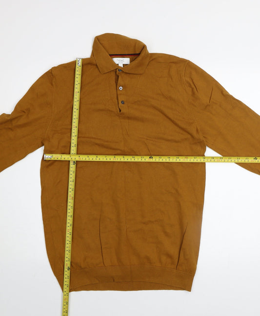 Next Men's Brown Collared Henley Jumper Size M Cotton Knit
