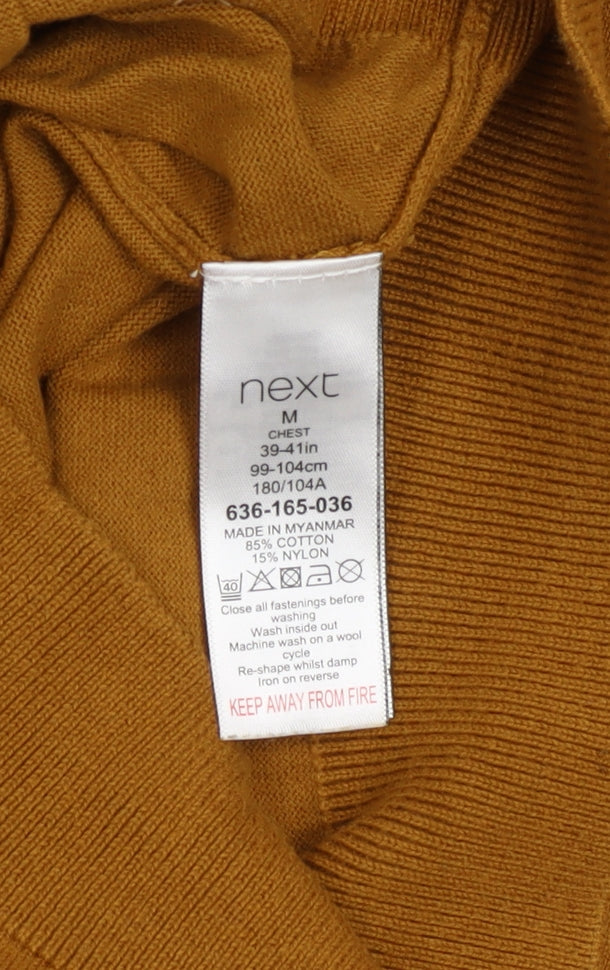 Next Men's Brown Collared Henley Jumper Size M Cotton Knit