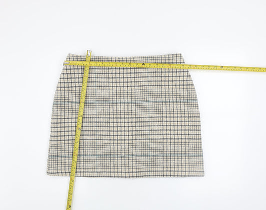 Nutmeg Women Beige Check Tweed Pencil Skirt Size 16