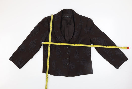 Back view of Alex & Co. Women’s Brown Floral Jacquard Blazer Size Regular