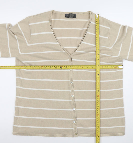 Womens UK Size L Van Heusen Beige Cardigan Jumper