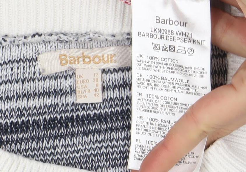 Barbour Women's Multicoloured Cotton Striped Pullover Jumper Size 12