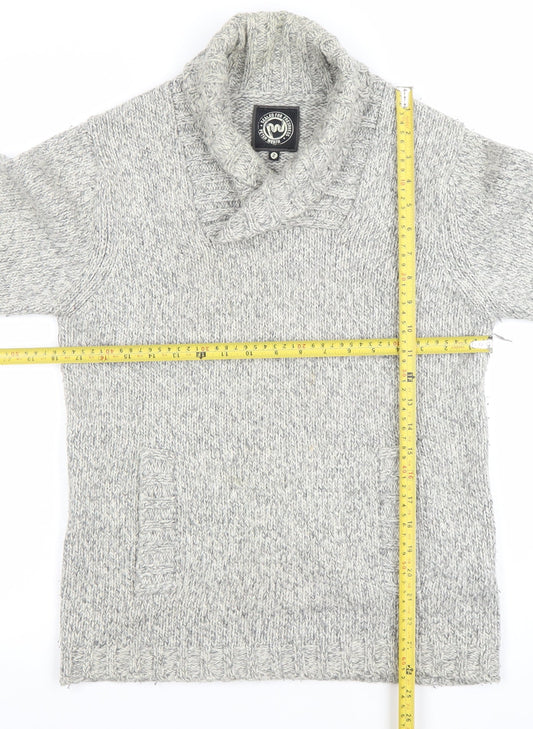 Peter Werth Men's Grey Shawl Neck Cable Knit Jumper Size M