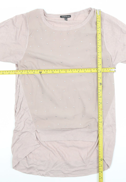 Womens UK Size 6 Warehouse Beige Tunic Blouse