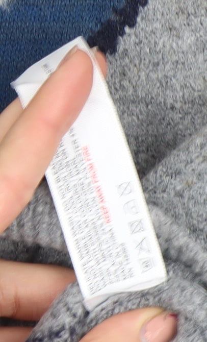 FatFace Girls Grey Shark Jumper 8-9 Years Crew Neck Wool Blend Knit