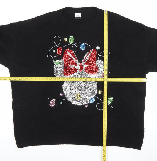 Disney Mickey & Friends at George Womens Black XL Sequin Christmas Jumper