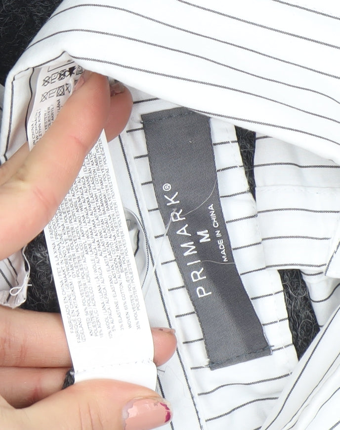 Primark Womens Grey Collared Knit Jumper Shirt M Classic Workwear