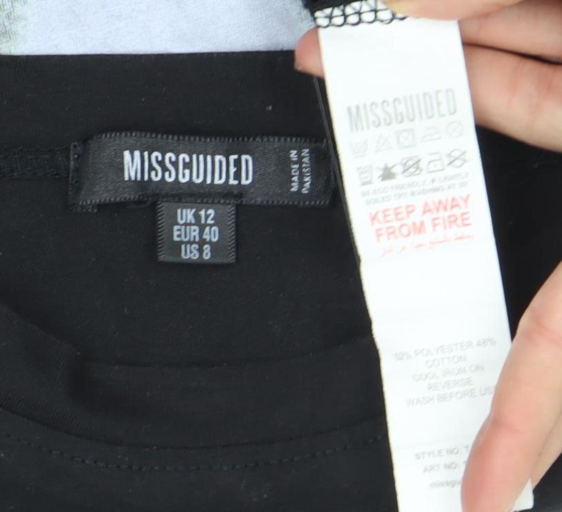 Womens UK Size 12 Missguided Black Basic T-Shirt