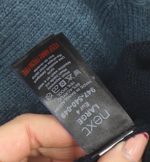 Next Men’s Blue Fair Isle Hooded Knit Jumper Size L