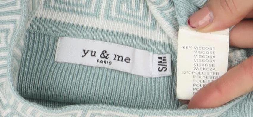 Womens UK Size S You & Me Paris Blue Pullover Jumper