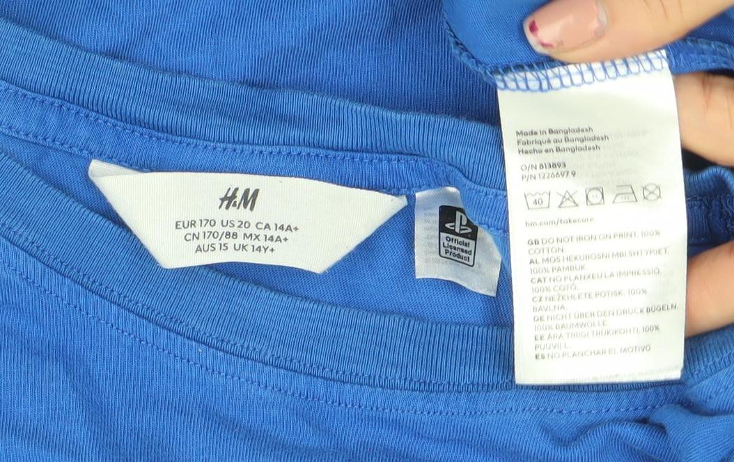 Boys UK Size 14 Years H&M Blue Basic T-Shirt