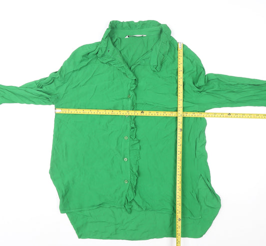 Womens UK Size XS Zara Green Basic Blouse