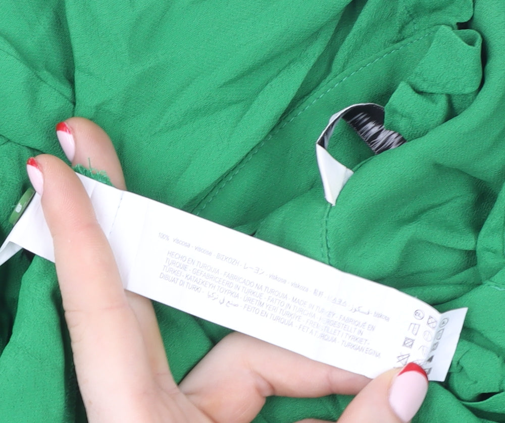 Womens UK Size XS Zara Green Basic Blouse
