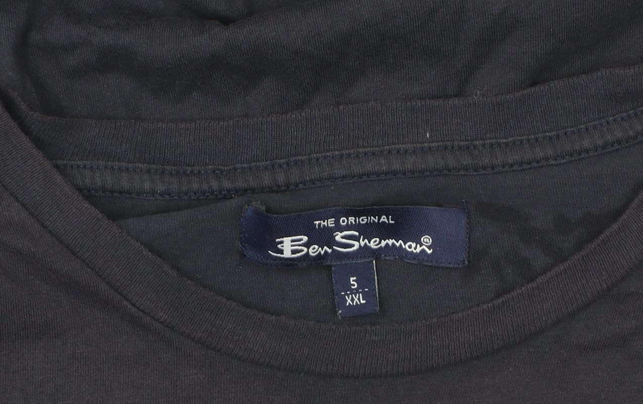 Ben Sherman Unisex Blue 2XL Basic Striped Cotton T-Shirt