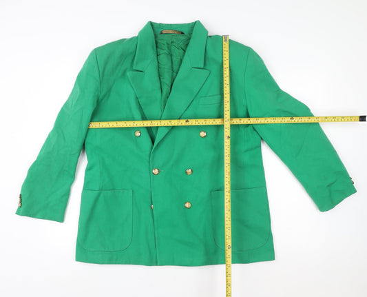 Marks and Spencer Women Green Wool Double-Breasted Blazer UK 18