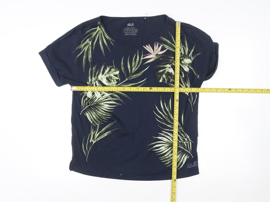Jack Wolfskin Women's Blue Tropical Print T-Shirt Size S