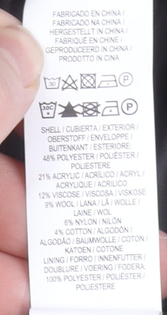 Primark Women Grey Regular Fit Long Blazer UK 8 Herringbone Wool Blend