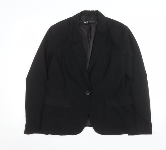 Zara Women Black Size 12 Single-Breasted Blazer Jacket