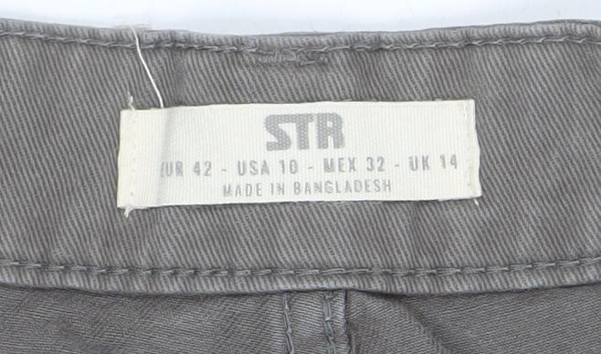 Stradivarius Womens Grey Cargo Trousers Size 14 Cotton Casual
