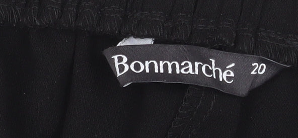 Bonmarché Women Black Size 20 Straight Leg Elastic Waist Trousers