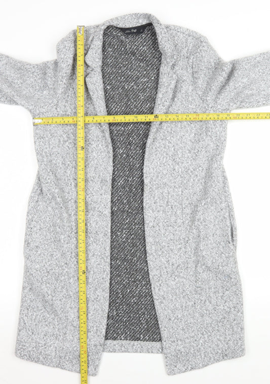 F&F Women Grey Mid-Length Knit Coatigan Size 6