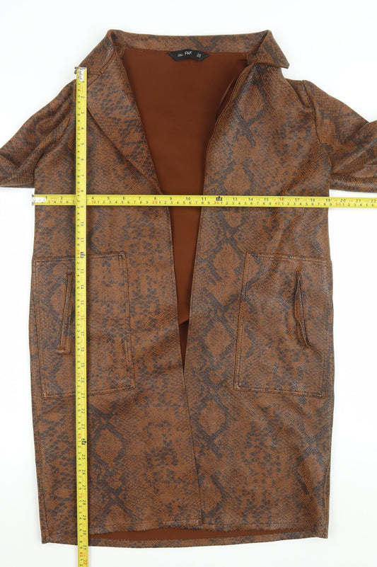 Womens UK Size XS F&F Brown Overcoat