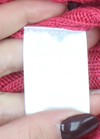 Cotton Traders Women’s Pink Crochet Neck Long Sleeve Knit Jumper Size 10/12