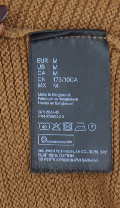 H&M Men Brown Cotton Crew Neck Knit Jumper M