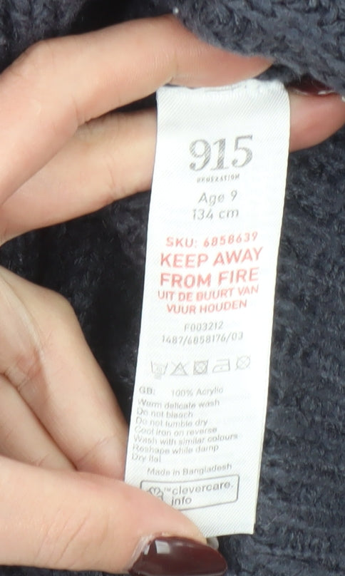 New Look Girls Grey Acrylic Knit Long Sleeve Pullover Jumper Age 9