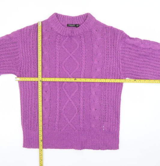 Brave Soul Women’s Purple Mock Neck Chunky Knit Jumper Size 10