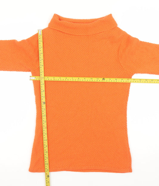Boden Women’s Orange Roll Neck 3/4 Sleeve Wool Cotton Jumper UK 10