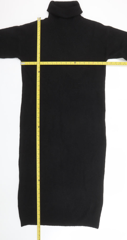 Tu Women’s Black Knit Roll Neck Bodycon Midi Dress Size 8