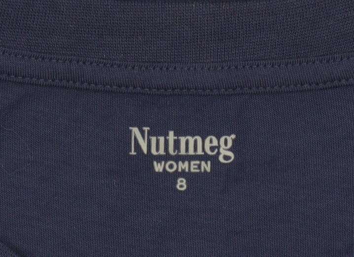 Nutmeg Women's Blue Riviera Cannes Cotton T-Shirt Size 8