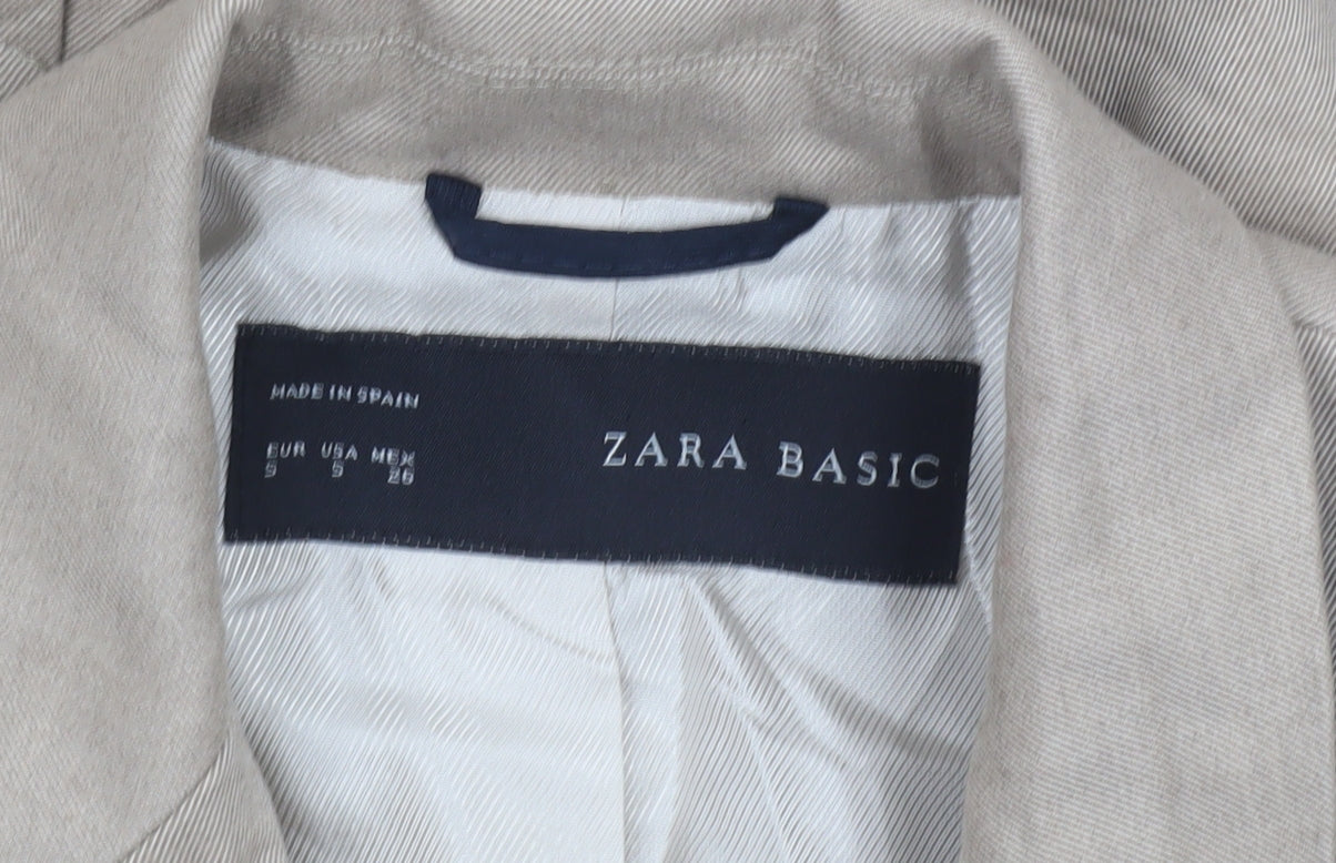 Womens UK Size S Zara Basic Regular Beige Blazer