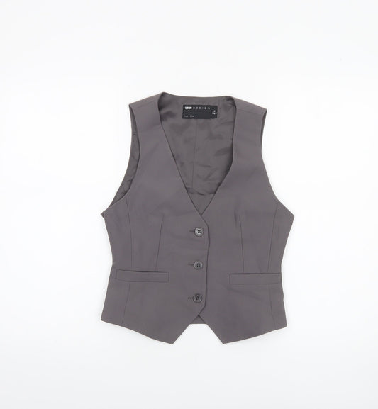 Womens UK Size 8 ASOS Design Regular Grey Suit Waistcoat