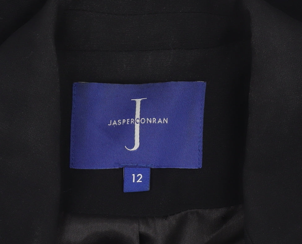 Jasper Conran Women's Black Wool Blend Single-Breasted Blazer Size 12