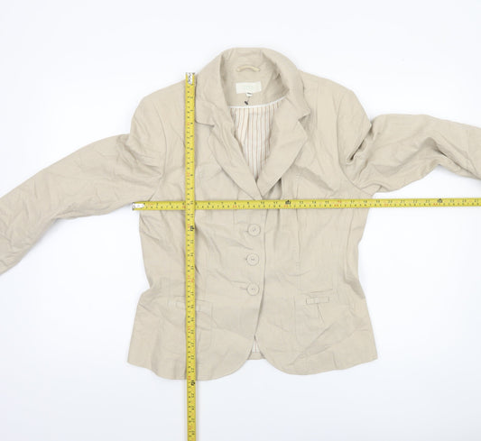Marks and Spencer Women Beige Linen Blend Blazer Size 12