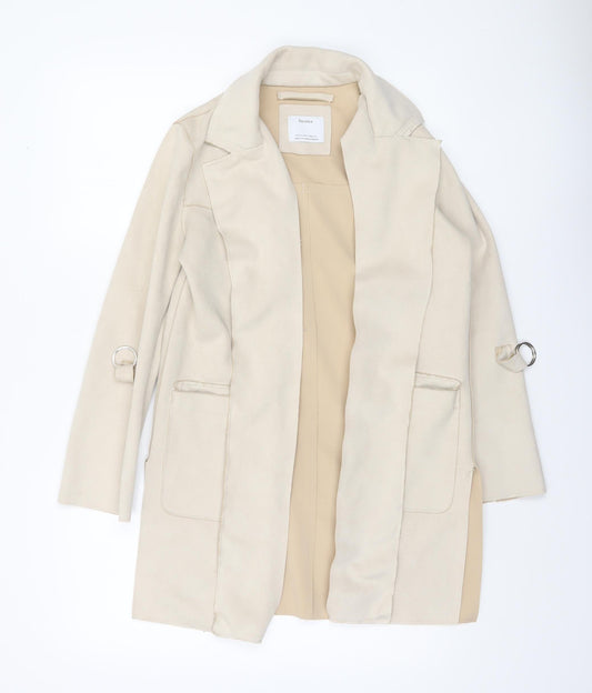 Womens UK Size XS Bershka Beige Overcoat